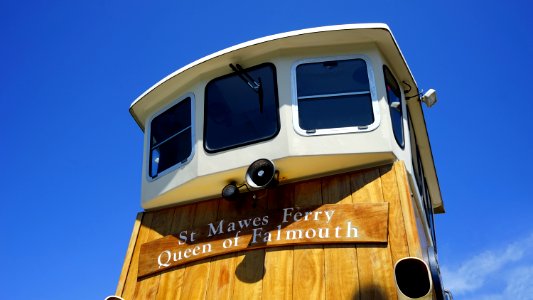 White And Brown St Mawes Ferry Queen Of Faimouth Ship Under Clear Blue Sky
