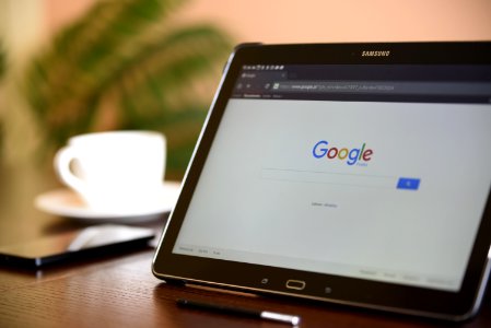 Black Samsung Tablet On Google Page photo