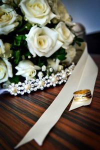 Wedding Bouquet And Rings photo