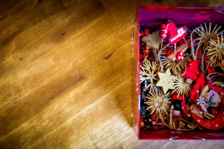 Brown Red Floral Decors In Red Box photo