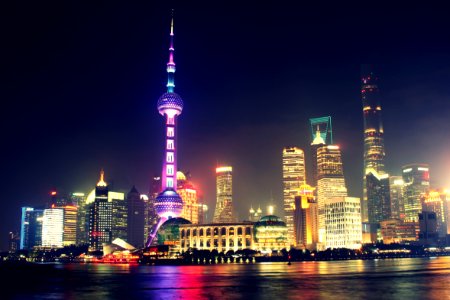 Shanghai City Skyline At Night photo