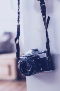Gray And Black Minolta Camera In Tilt Shift Lens Photography photo