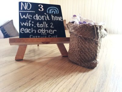 No 3 We Dont Have Wifi Talk 2 Each Other Text On Black Board