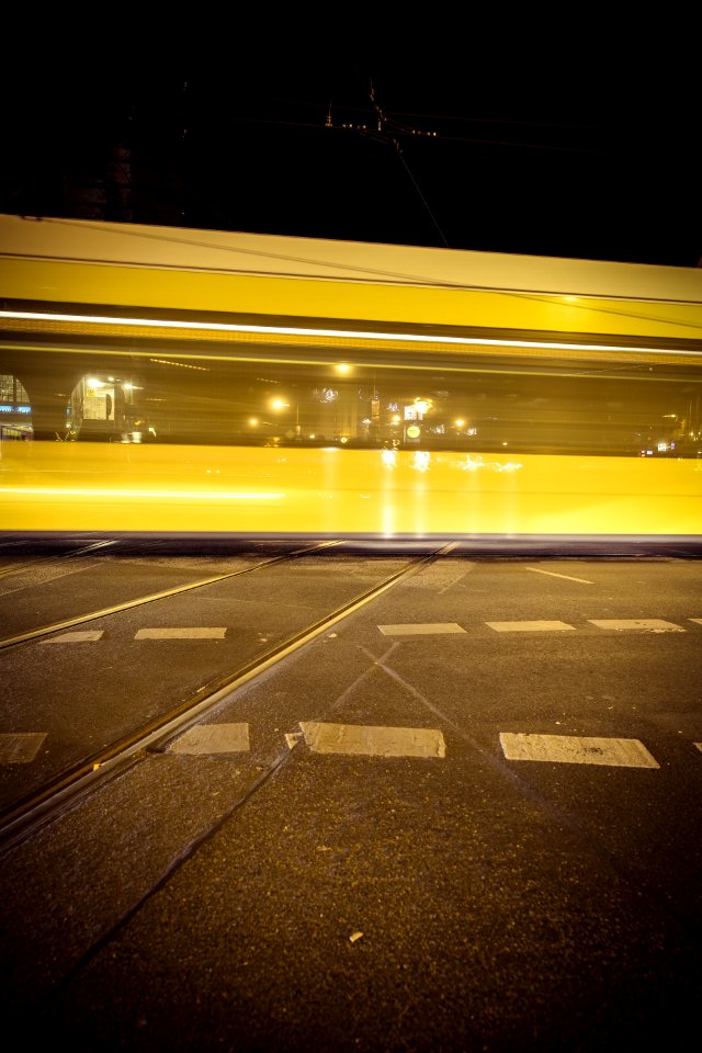 Railroad Station At Night Photo