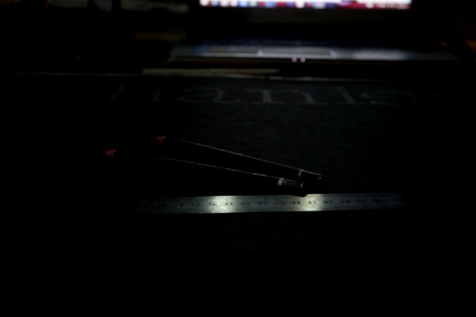 Black Pencil Near Grey Steel Ruler