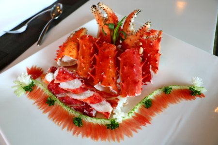 Cook Crabs On Top Of Ceramic Plate