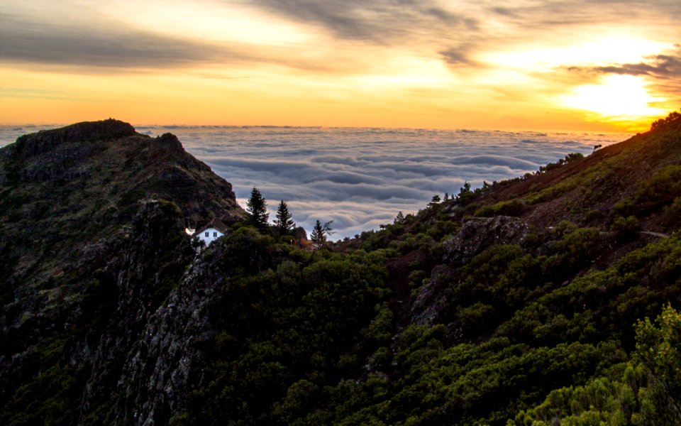 Mountain Above White Clouds During Sunset