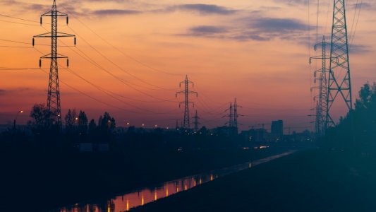 Power Lines At Sunset