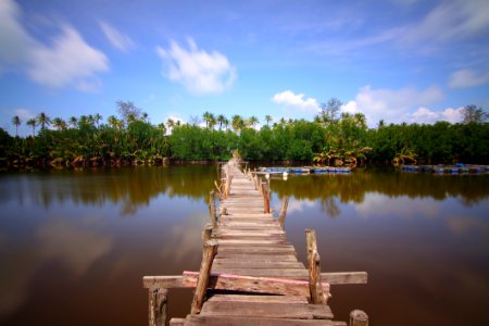 Wooden Bridge Over Lake
