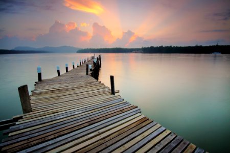Wooden Pier At Sunset photo