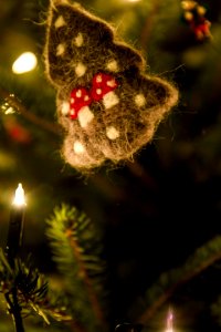 Green Christmas Tree Ornament With String Lights photo