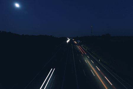 Cars On Road In Long Exposure Photo photo