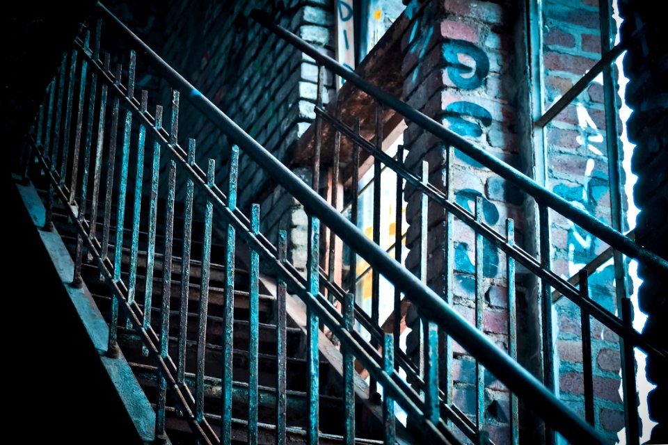 Blue And Gray Stairs Rail