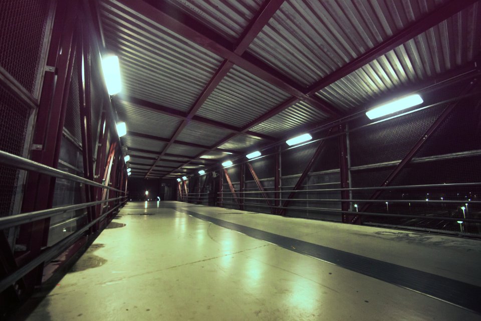 Empty Footbridge At Night