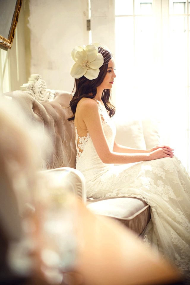 Woman In White Floral Wedding Dress
