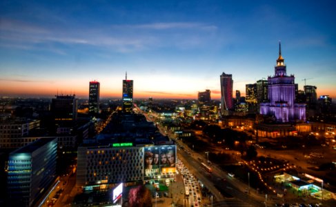 Warsaw Skyline At Dusk photo