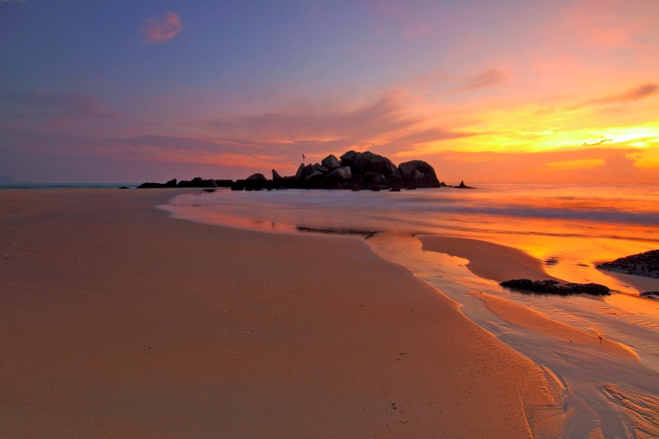 Sea Shore View On Sunset