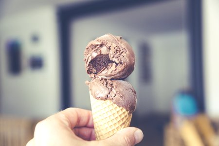Chocolate Ice Cream In Sweet Cone photo