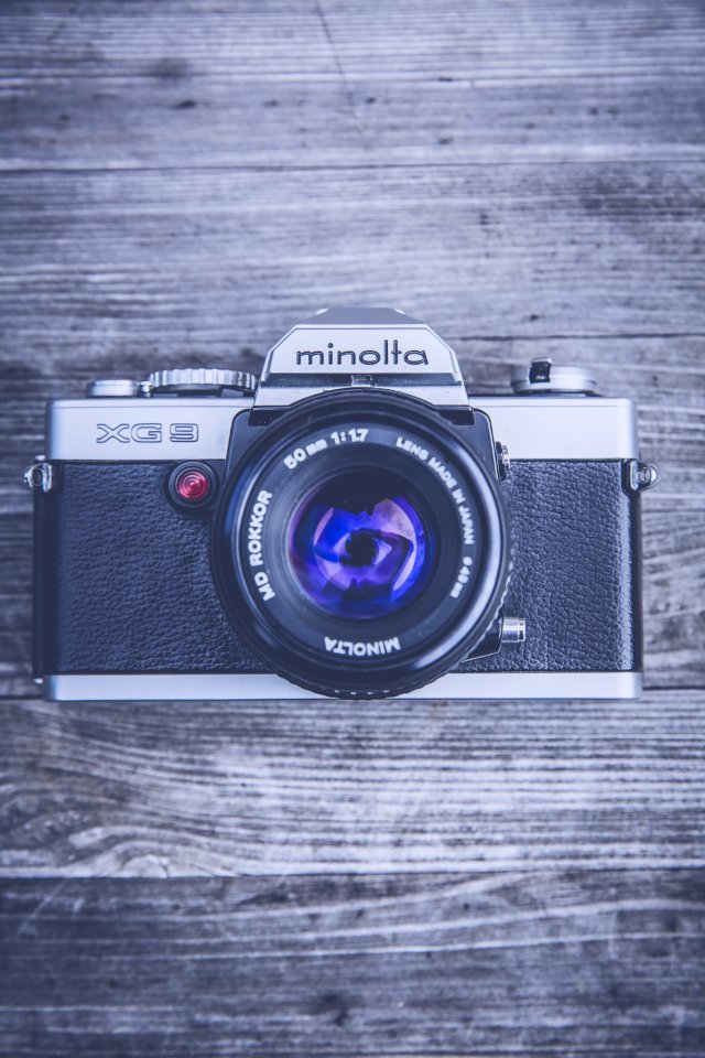 Silver And Black Minolta Camera In Close Up Photography