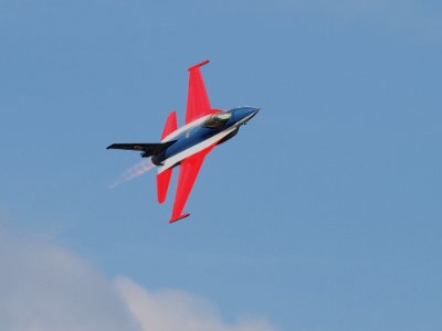 Blue Red Black And White Jet Plane On Air