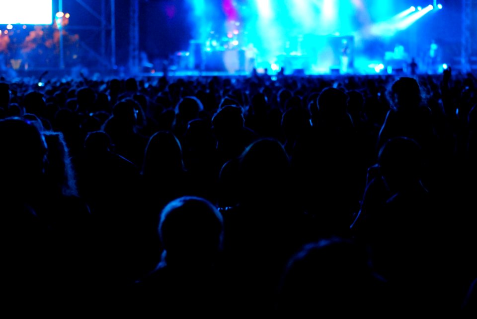 People Standing In Stadium While Watching The Concert photo