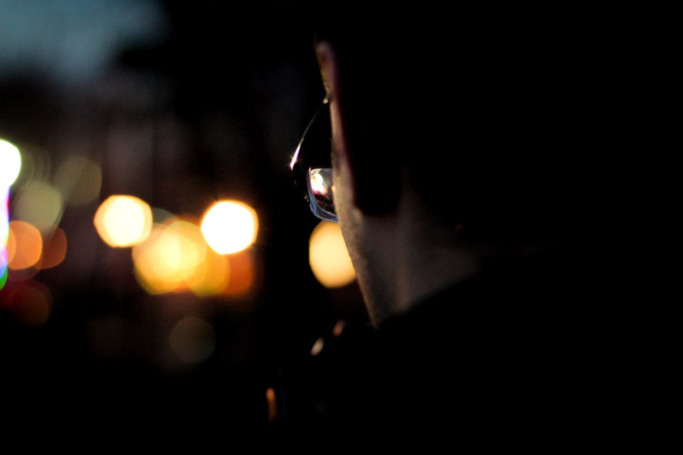 Man Wearing Black Framed Eyeglasses In Macro Photography