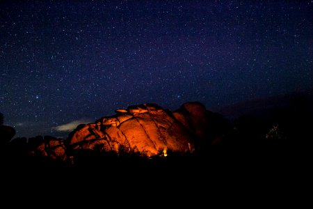 Camp Fire Beside Cave During Nighttime photo
