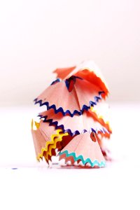 Brown Teal And Yellow Piles Of Pencil Cuts