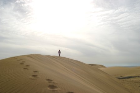 Traveler On Sand Dune photo