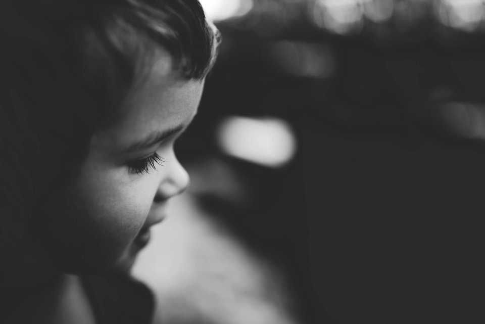 Portrait Of Child In Black And White