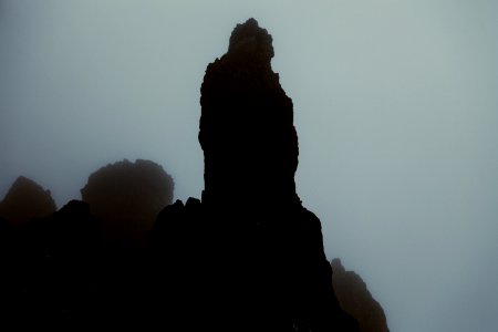 Rock Stack On Misty Mountainside