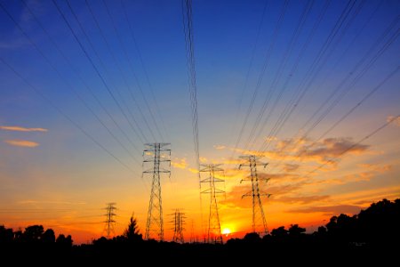 Power Transformers At Sunset photo