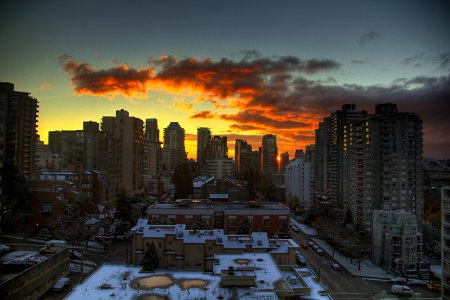 City Buildings During Sunset photo