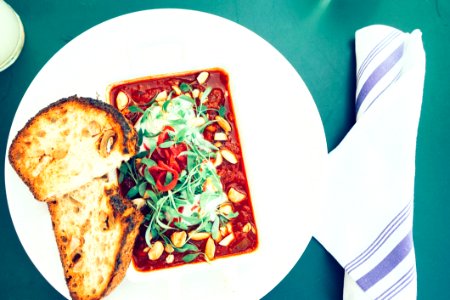 Bowl Of Soup With Toast photo