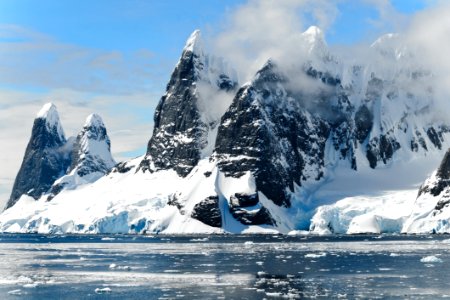 Mountain Covered White Snow photo