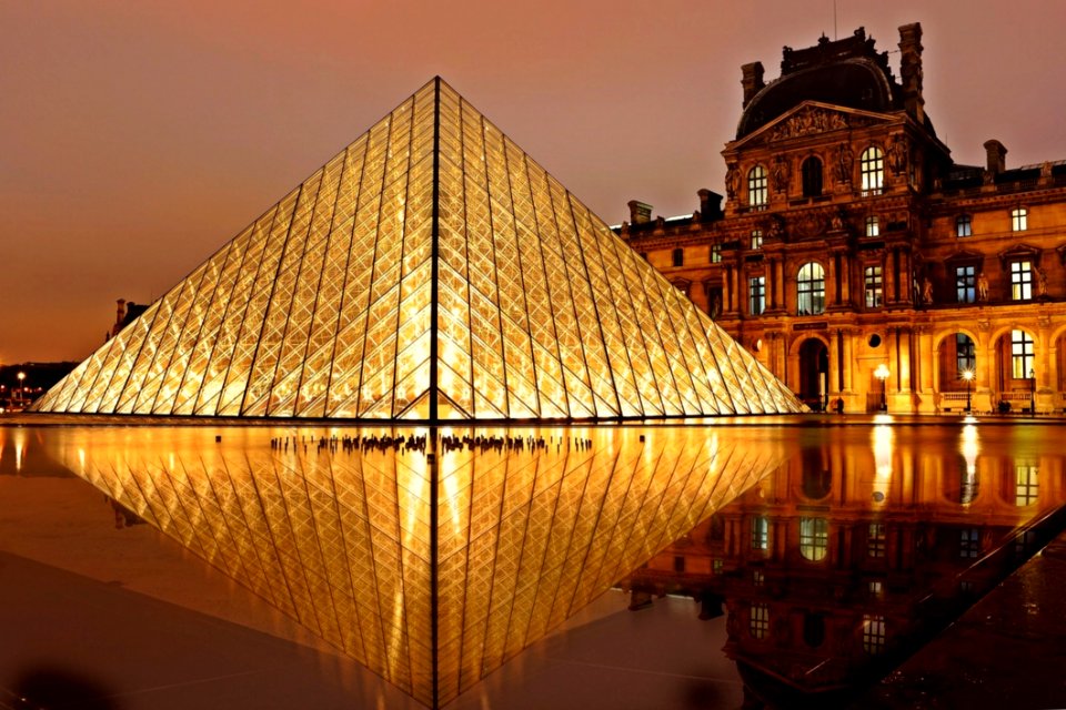 Louvre Museum Paris France At Night