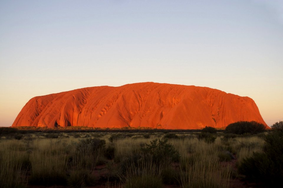 Orange Mountain Under Clear Sky
