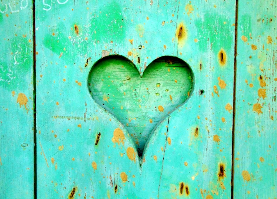 Green Wooden Board With Heart Hole