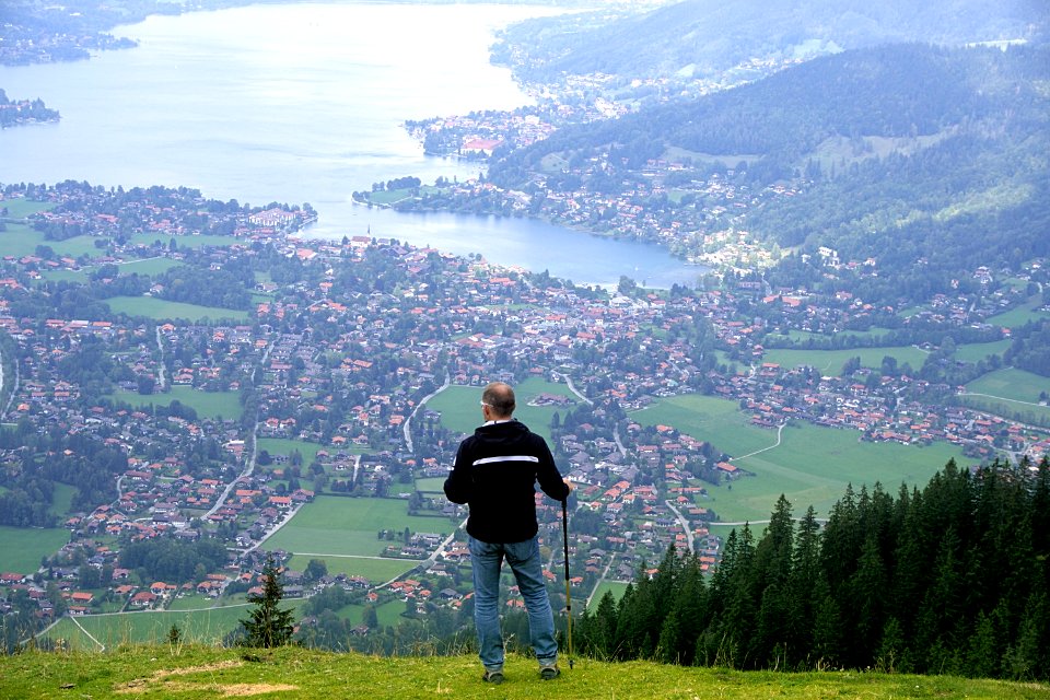 Hiker Over Coastal City Bavaria