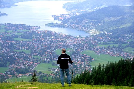 Hiker Over Coastal City Bavaria