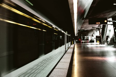 White And Black Subway Train Inside Station photo