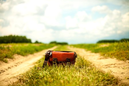 Leather Bag On Country Road