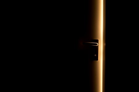 Steel Door Handle On Door
