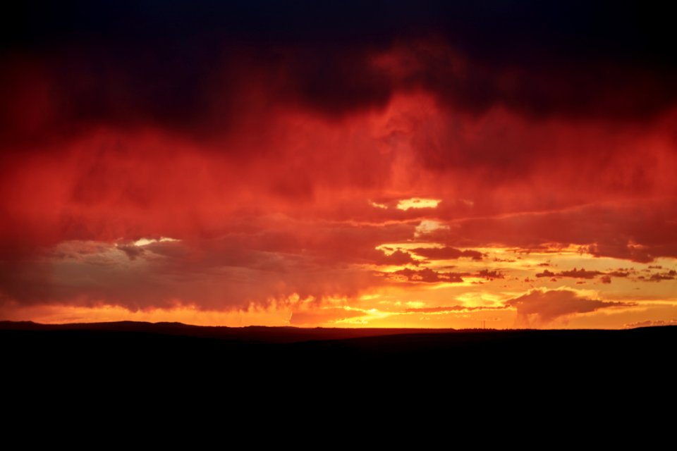 A beautiful sunset in rural Goshen County, Wyoming, near Guernsey. Original image from Carol M. Highsmith’s America, Library of Congress collection.