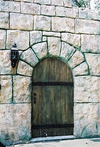 Ancient brick facade entrance photo