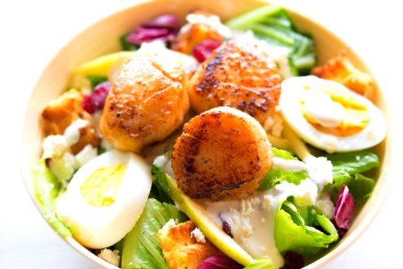 White Eggs And Vegetables In White Ceramic Bowl photo