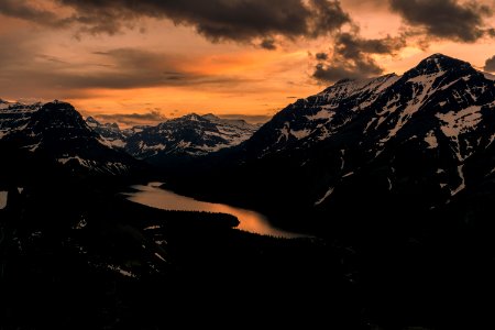 Sunset Over Mountain Lake photo