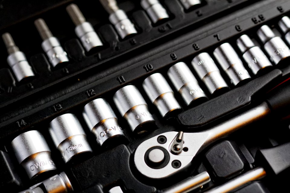 Wrench Heads In Toolbox
