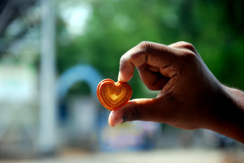 Hand Holding Heart Shaped Cookie