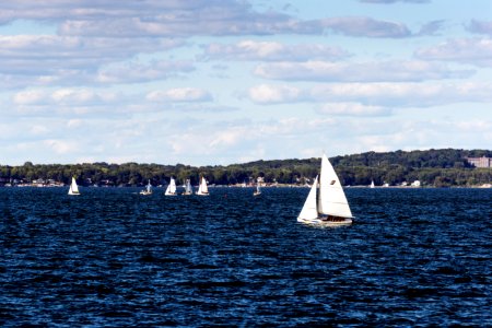 Sailboats on Lake Mendota, one of two large lakes that residents of Madison, Wisconsin. Original image from Carol M. Highsmith’s America, Library of Congress collection. photo
